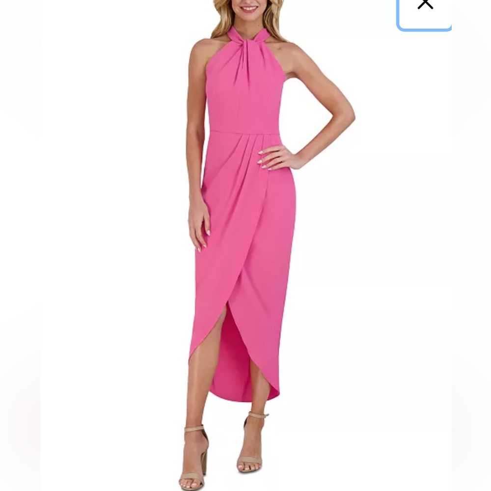 Julia Jordan Pink Asymmetrical Wrap Cocktail Dress